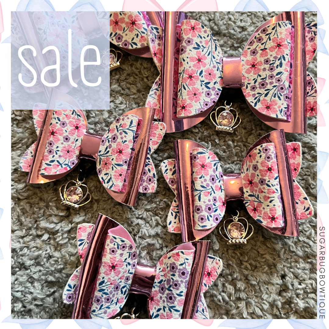 Mirror Pink Flowers Bow